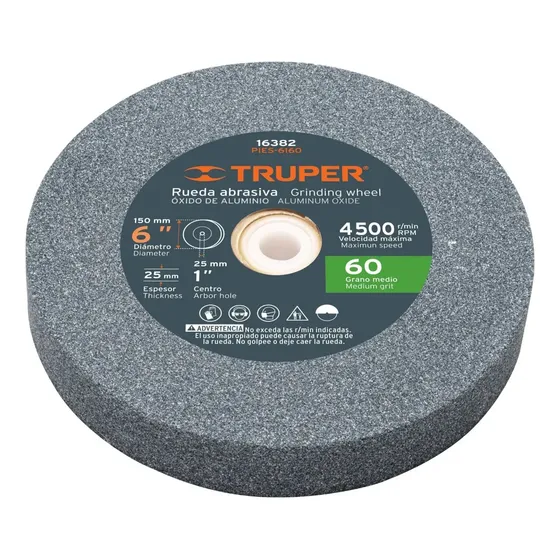 Piedra Truper Para Esmeril 6 X25mm, Grano 60, Pies-6160