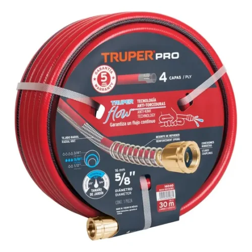 Manguera 5/8  Super Reforzada 4 Capas 30mts Conexiones Metal