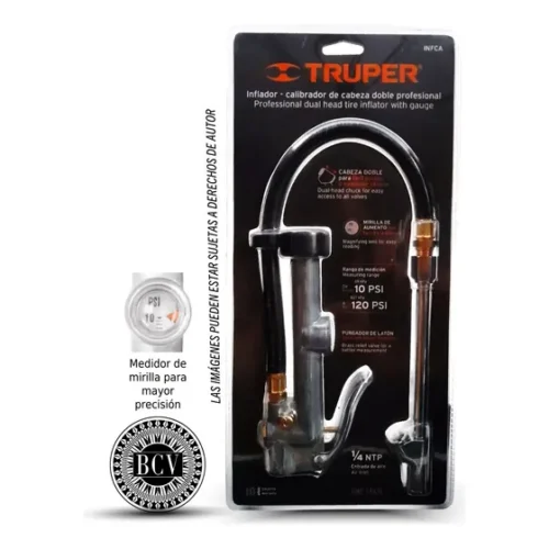 Inflador Calibrador Cabeza Doble 1/4 Npt Prof. Truper 19028