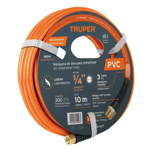 Manguera Truper Para Compresor, De Pvc, 10m X 1/4
