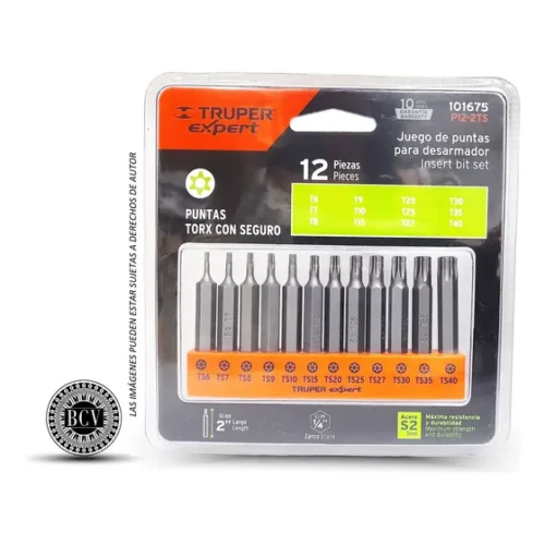 Juego De 12 Puntas Torx Con Pin De Seguridad Truper 101675