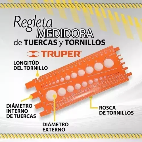 Regleta Calibradora De Diámetros  Rosca  Tornillos, Tuercas