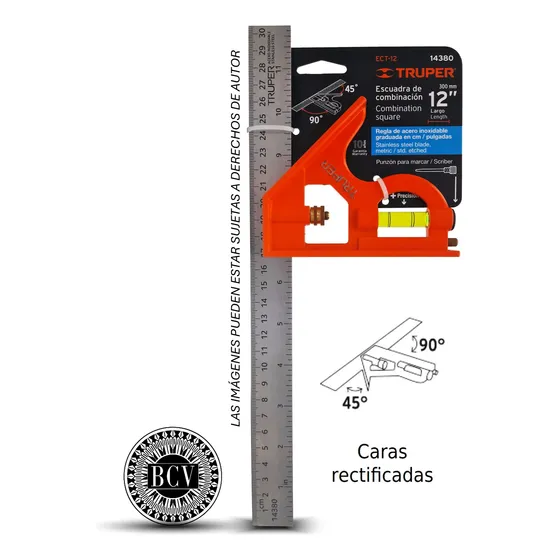 Escuadra De Combinación 12 Truper 14380 Ect-12 Punzón Marcar