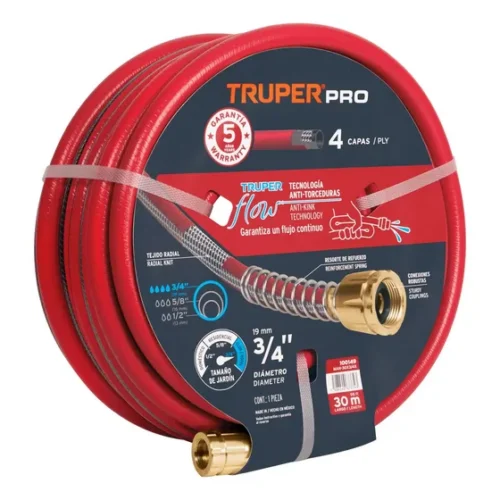 Manguera 3/4 Super Reforzada 4 Capas Conexiones Metal 30m