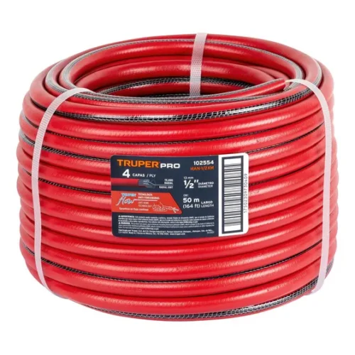 Manguera 1/2pLG Reforzada 4 Capa Rollo X 50m 102554 Truper