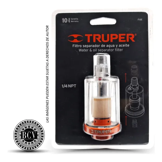 Filtro Separador Agua Y Aceite Truper 19027 Para Compresor